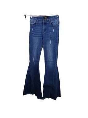 L&B Lucky Blessed Mid Rise Flare Jeans Size 4 Distressed Ripped Boho Festival